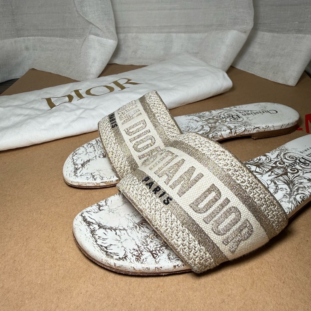 Christian Dior Dway Slides Toile de Jouy Beige EU 38 US 7.5–8 - Picture 5 of 8